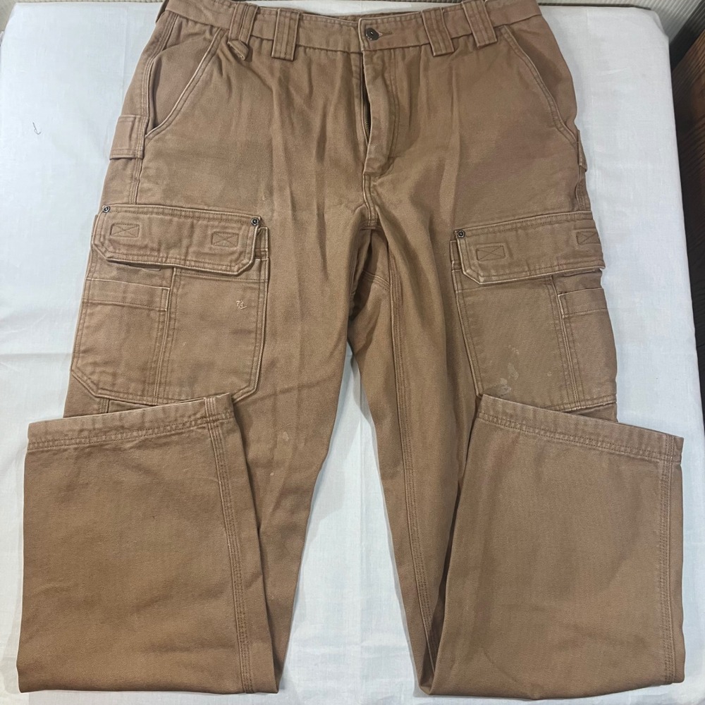 Duluth Trading Co Fire Hose Cargo Pants Brown Canvas Relaxed Fit 36x36 Mens